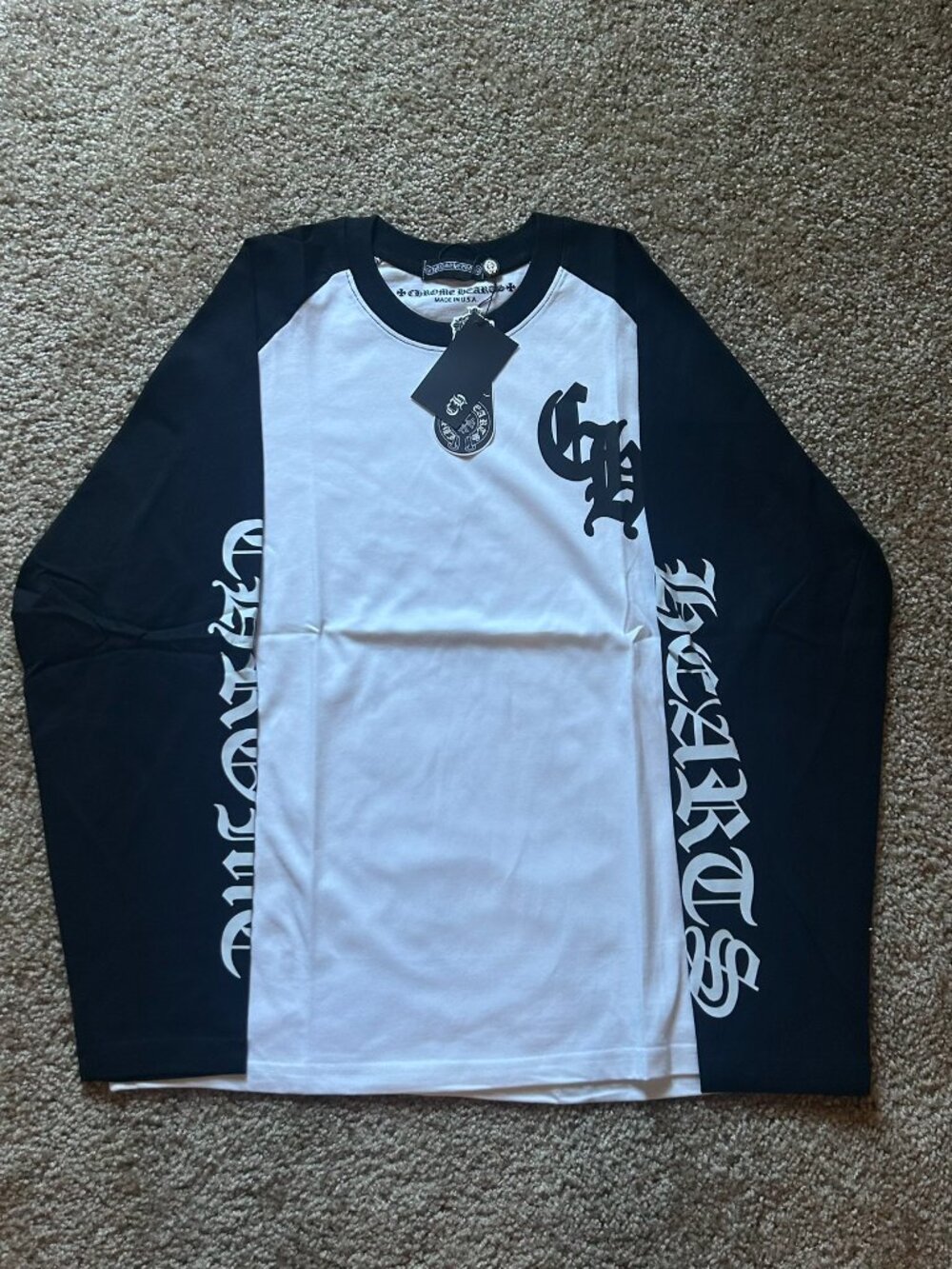 Chrome Hearts Black White Raglan Long Sleeve Tee Size Large